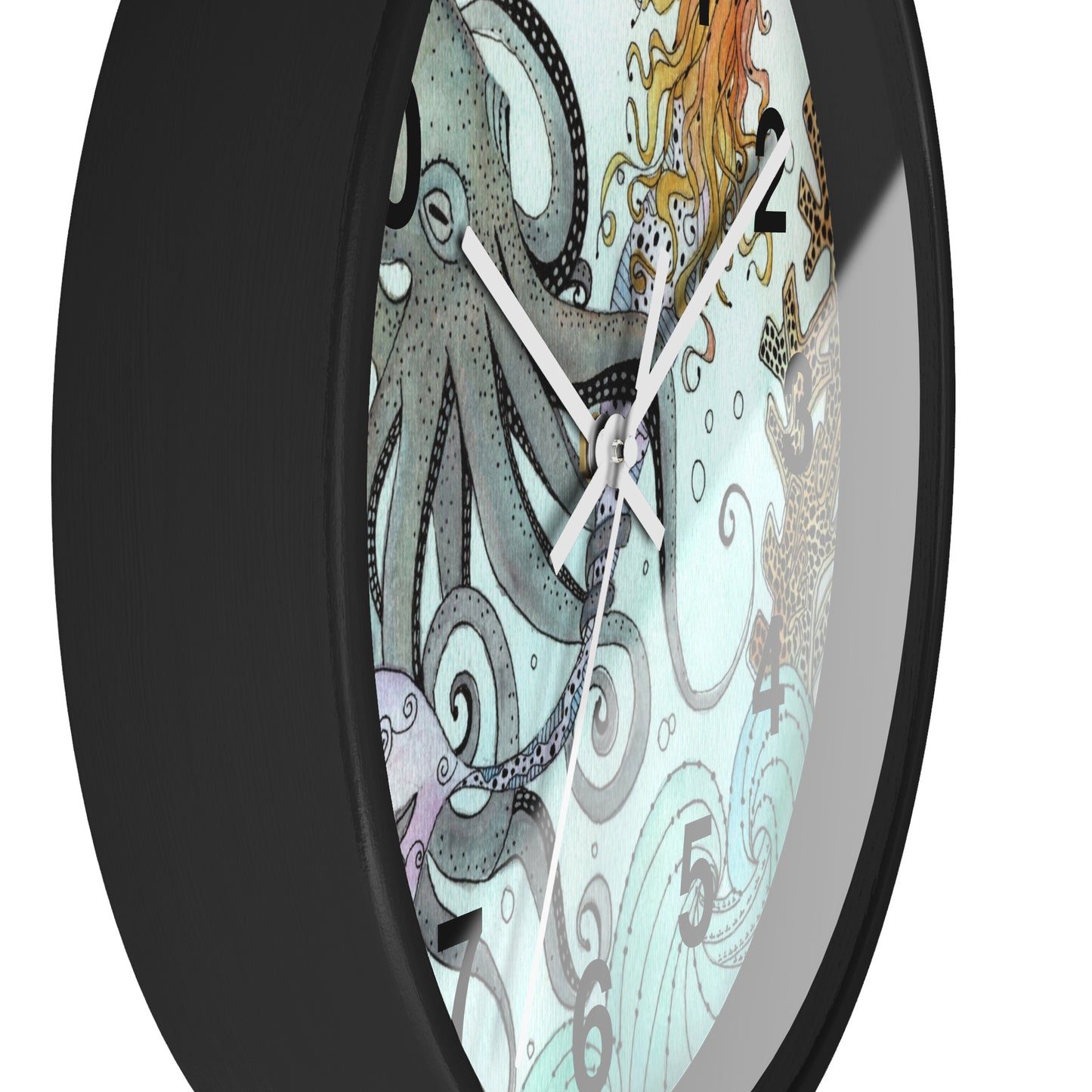 307. Orville the Kraken Meets a Mermaid Wall Clock w Frame