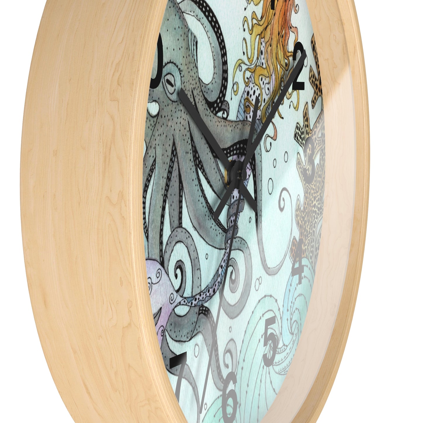 307. Orville the Kraken Meets a Mermaid Wall Clock w Frame