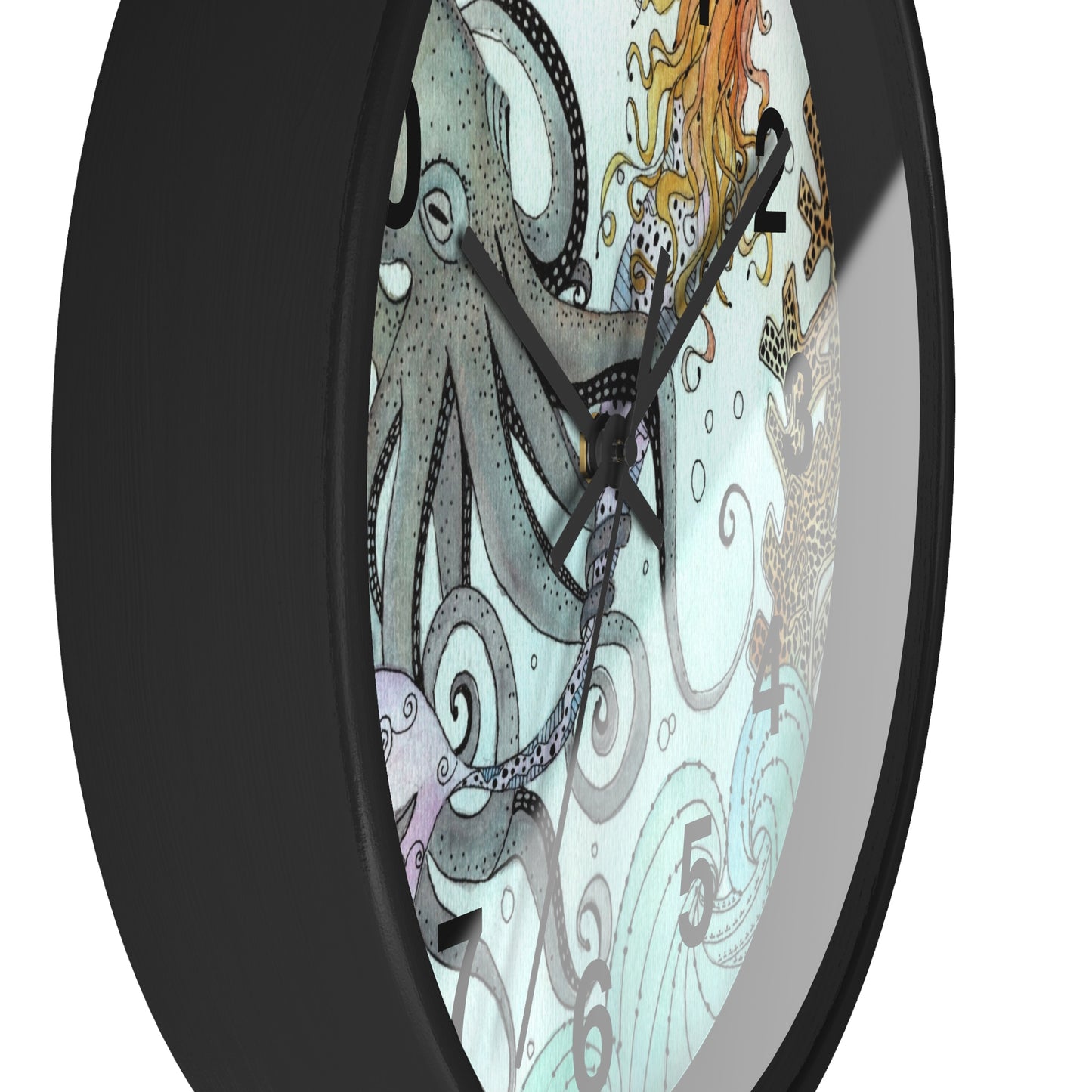307. Orville the Kraken Meets a Mermaid Wall Clock w Frame