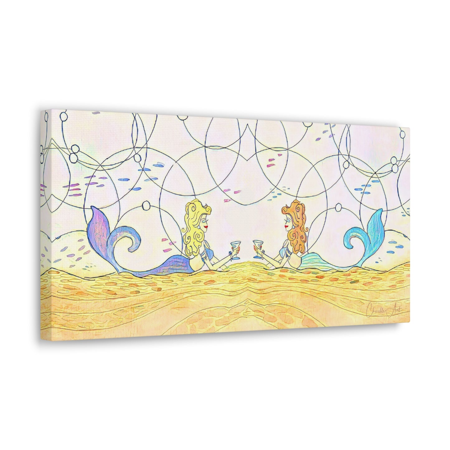 117. Gallery Wrap Canvas Print -  "Martini Mermaids - Here's to Being Nauti"