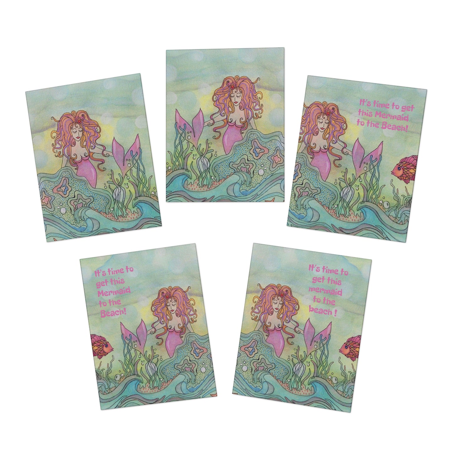 603. Mermaid Sophia Blank Note Cards (5-Pack)