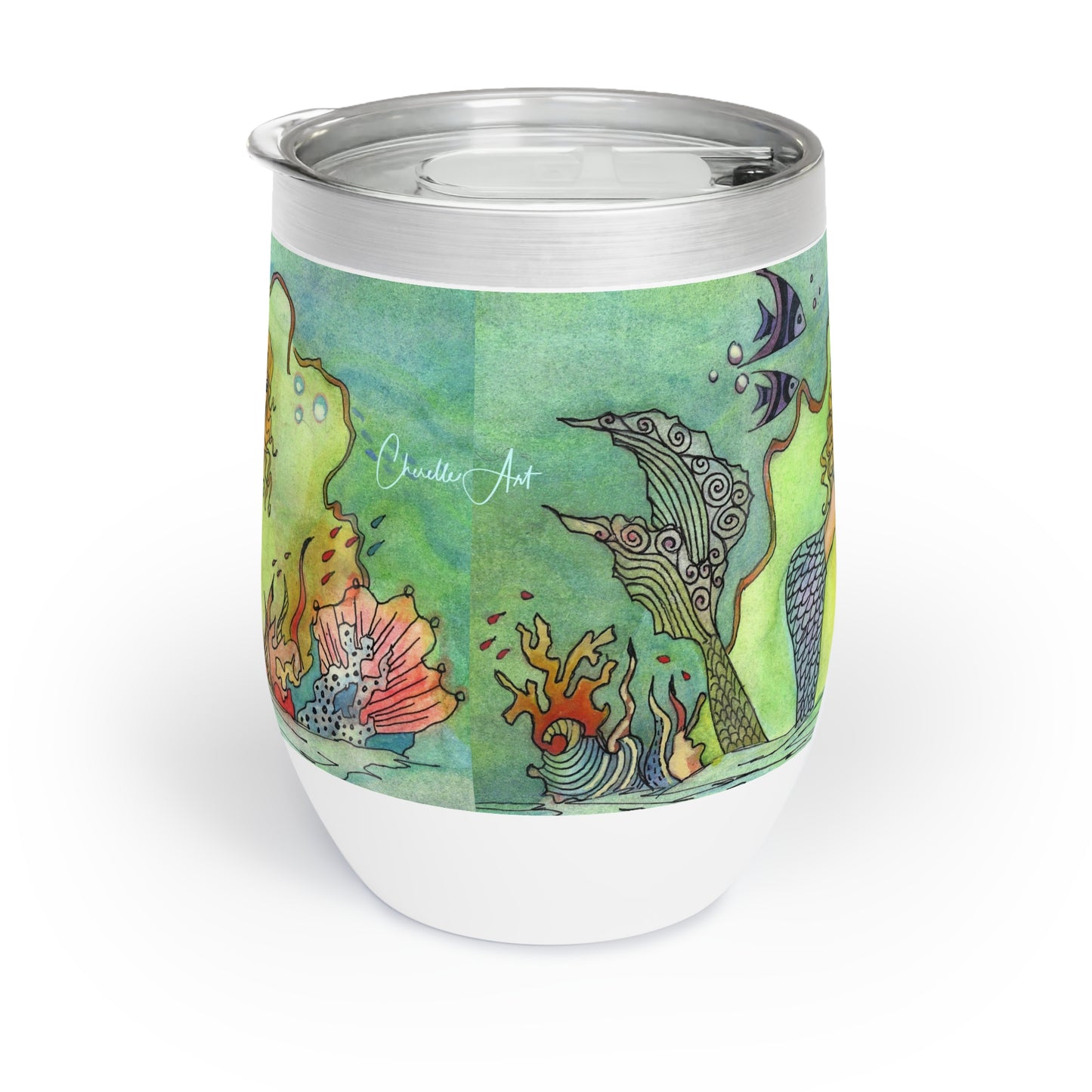 5. Cherelle Art Mermaids and Martini's Chill Drink Tumbler