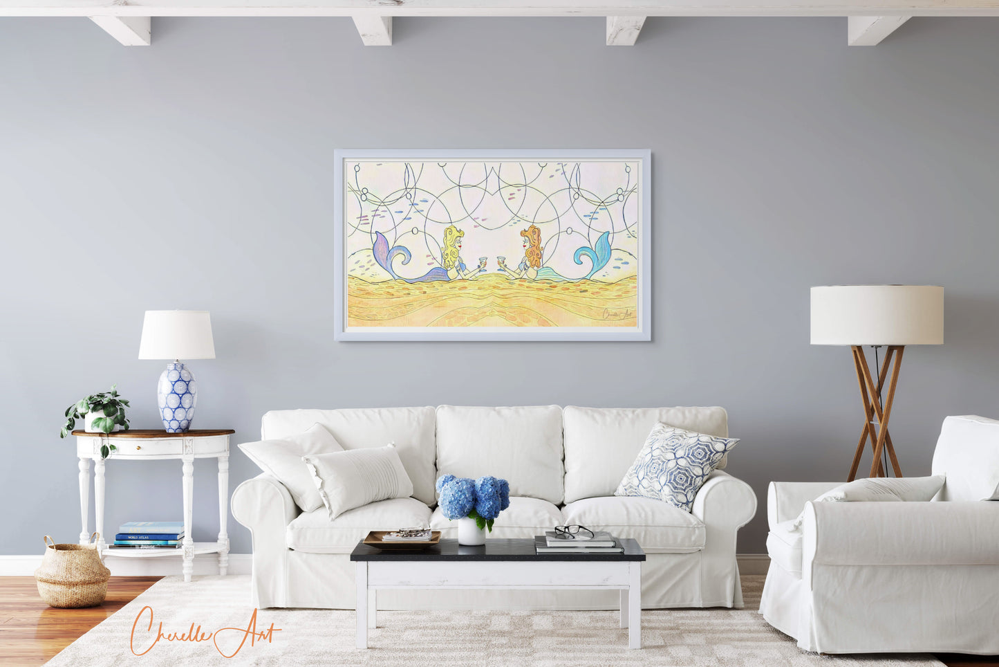 117. Gallery Wrap Canvas Print -  "Martini Mermaids - Here's to Being Nauti"